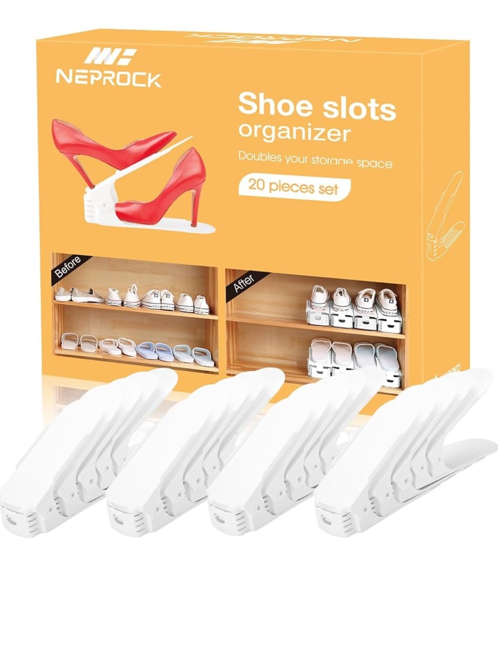 White Shoe Slots Organizer - 11 Piece Set